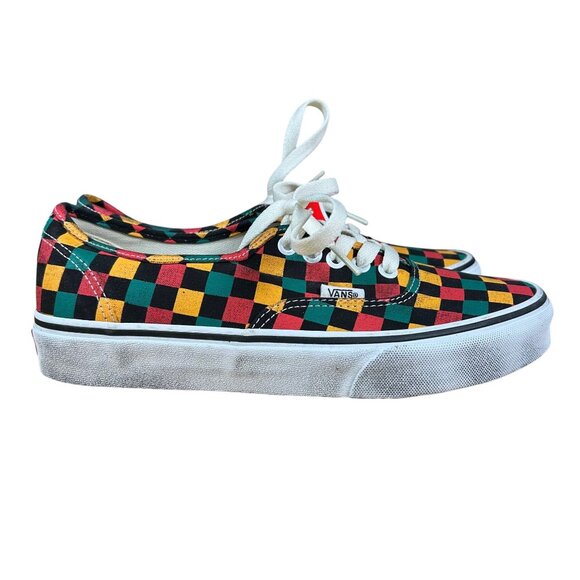 VANS Lace Up Checkered Washed Canvas Sneakers M 7.5 W 9 NEW - Picture 1 of 8